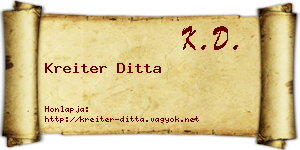 Kreiter Ditta névjegykártya